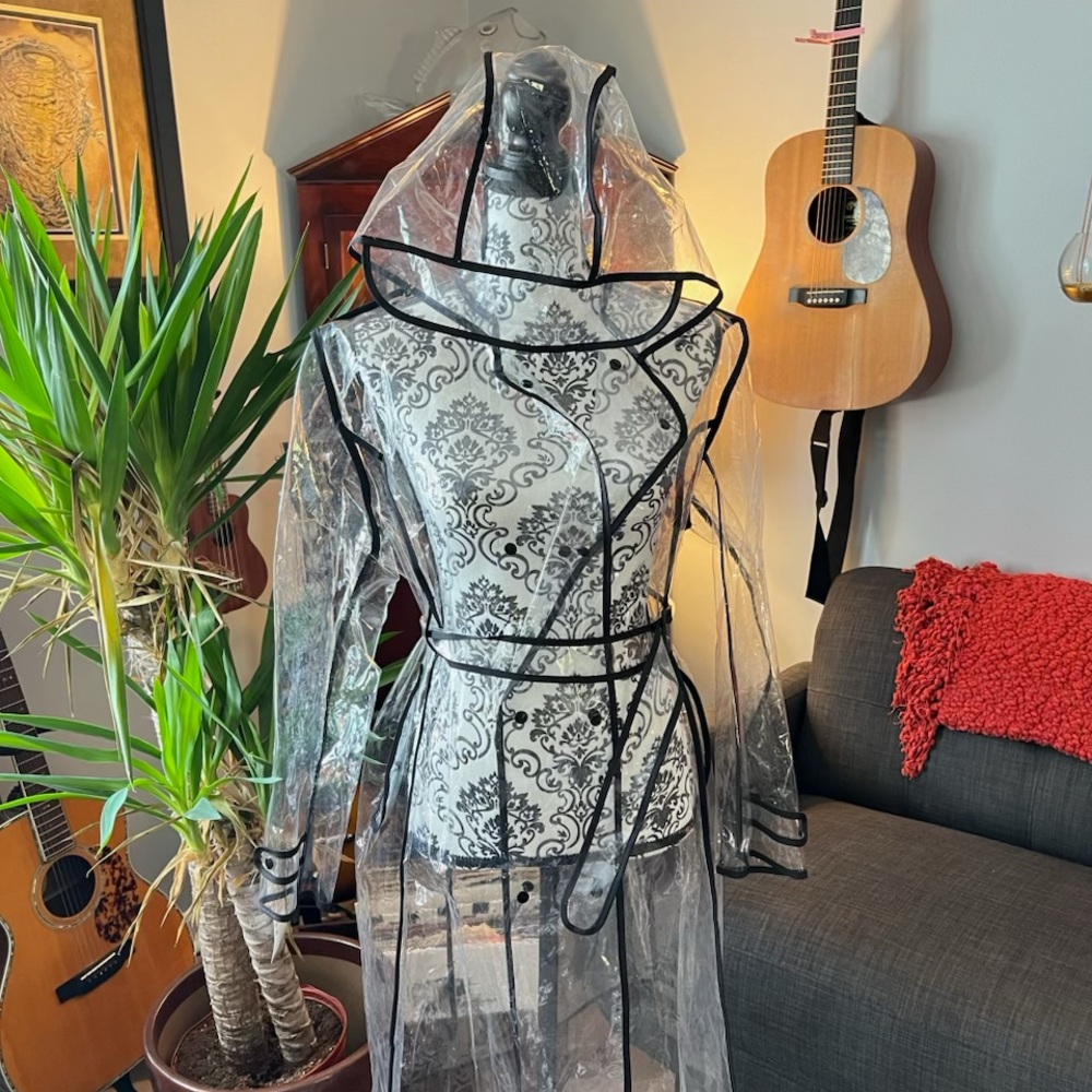 Clear Raincoat with Black Trim